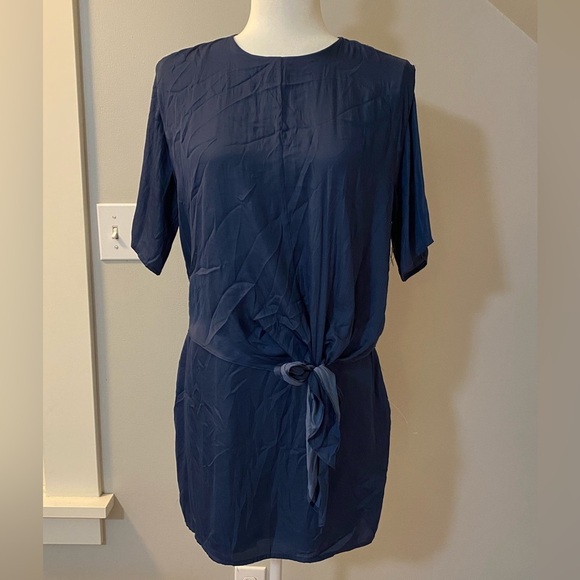 Maisie Free People midi dress in deep blue NWOT. Tie front accent, lined, zipper - Picture 3 of 9